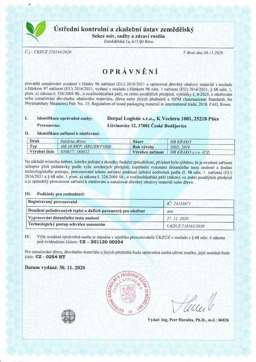 IPPC / ISPM 15 (CZ-0254)